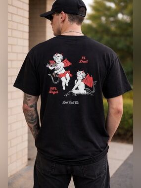 LAST CALL CO Cupid Heart Graphic Tee Unisex T-Shirt Adult Sz L EUC